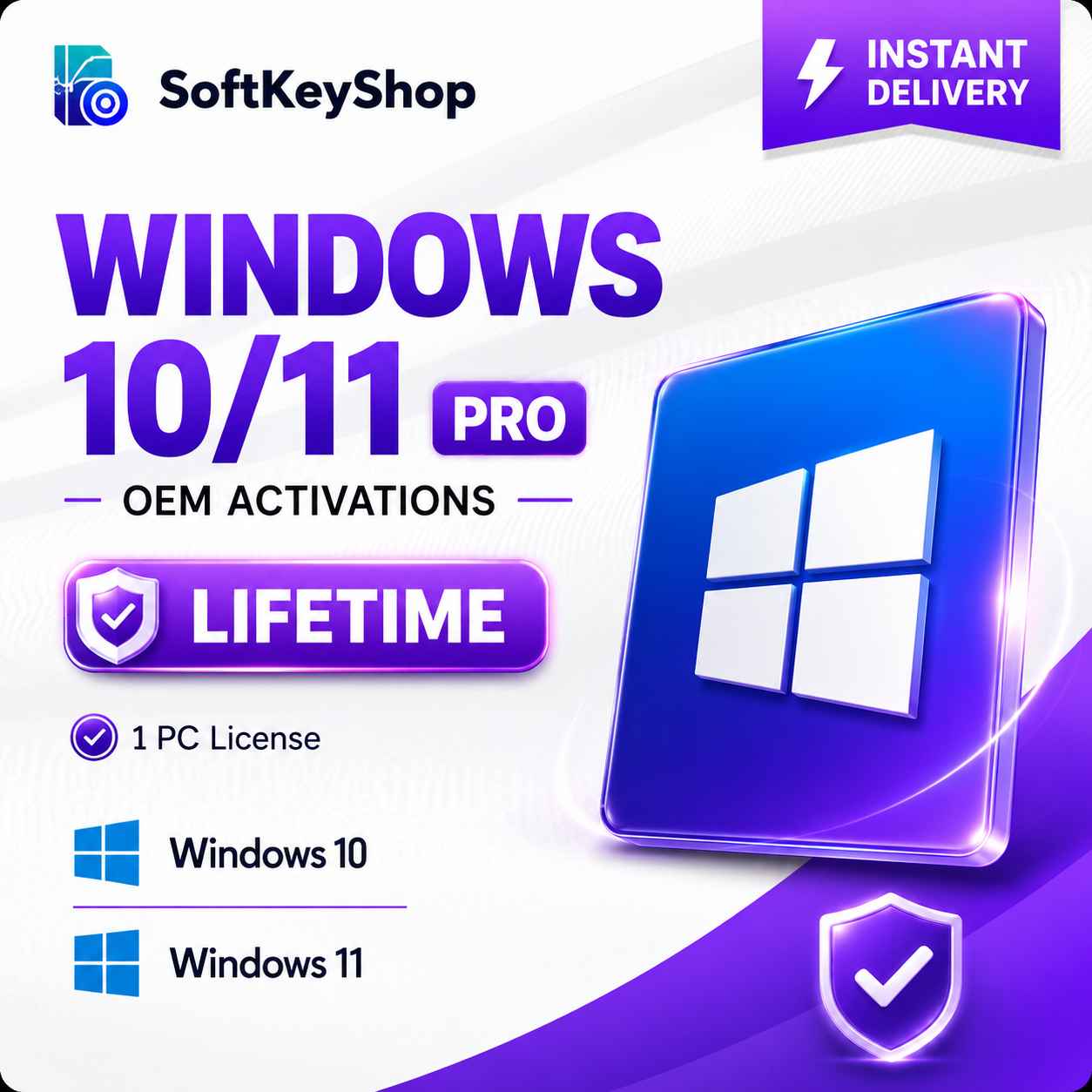 Windows 10 / 11 OEM License Key – Lifetime Activation for 1 PC | Instant Email Delivery